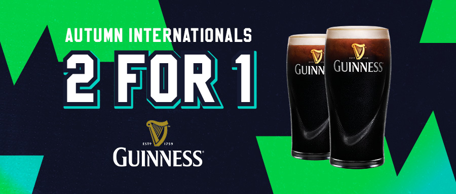 2 for 1 Guinness for the Autumn Internationals with WLS