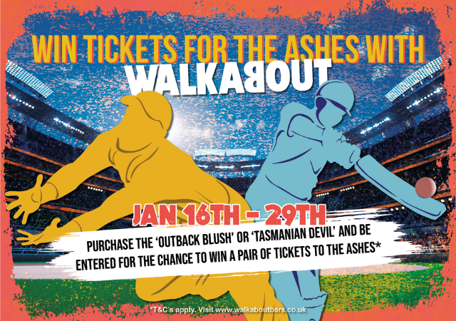 Win Tickets for the Ashes with Walkabout!