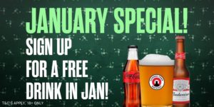 January Special! Sign up for a free drink in Jan!